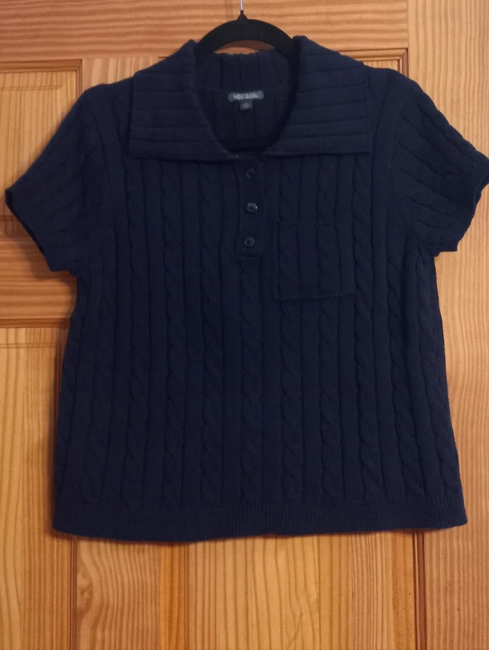 So darn Cute!, wild fable Navy Cable-Knit Short-Sleeve Polo Sweater